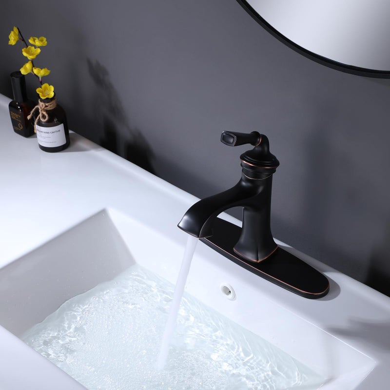RBROHANT Bathroom Faucet Oil Rubbed Bronze Sink Vanity Faucets Single Handle Brass 8 Inch Lavatory Basin Mixer Taps for Restroom Fit 1 or 3 Hole (with Deck Plate) RBROHANT RBF65007ORBP - Image 2